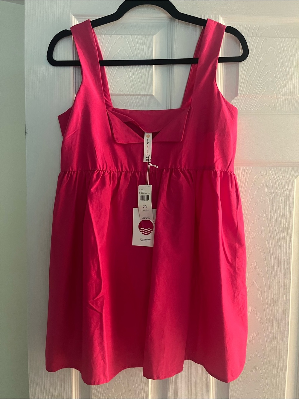 Sleeveless Hot Pink Mini Dress - Classic Square Neck